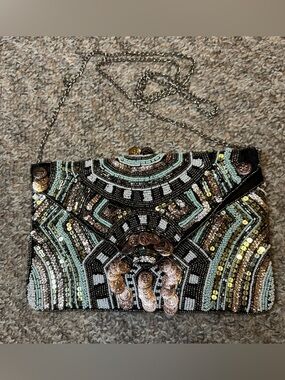 Clements Ribeiro Beaded boho envelope clutch handbag
